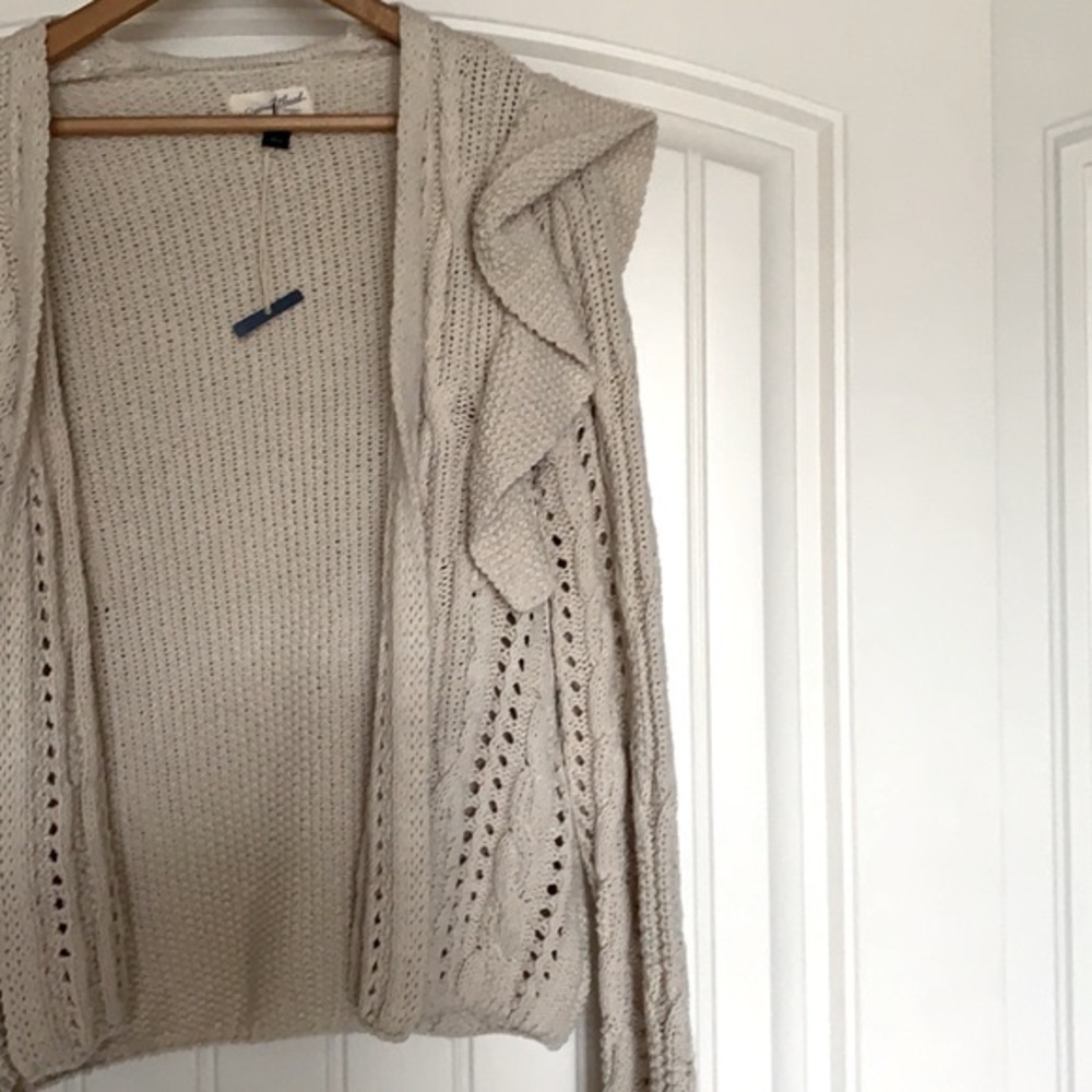 New Universal Thread Cable Knit Open Ruffle Cardi… - image 5